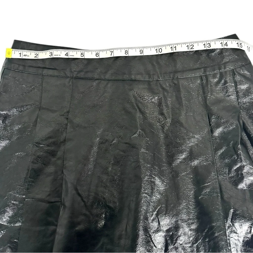 idem ditto Black Faux Leather Pleated Mini Skirt Size L NWT - Picture 4 of 8